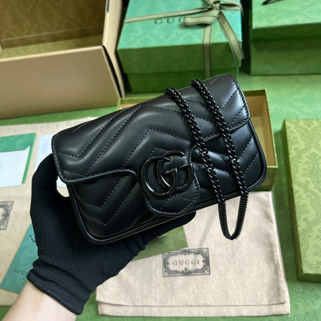GUCCI GG Marmont Belt Bag In Black 476433 Size 16.5x10x4.4 cm