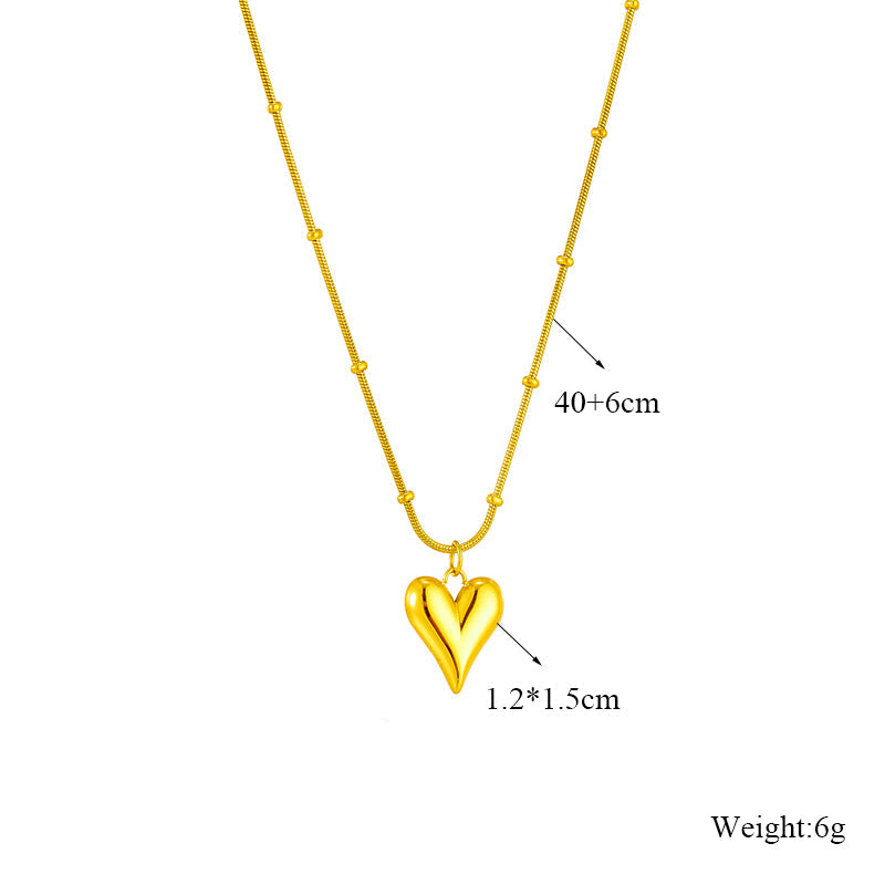 IL - Gold Stainless Steel Heart Pendant Necklace