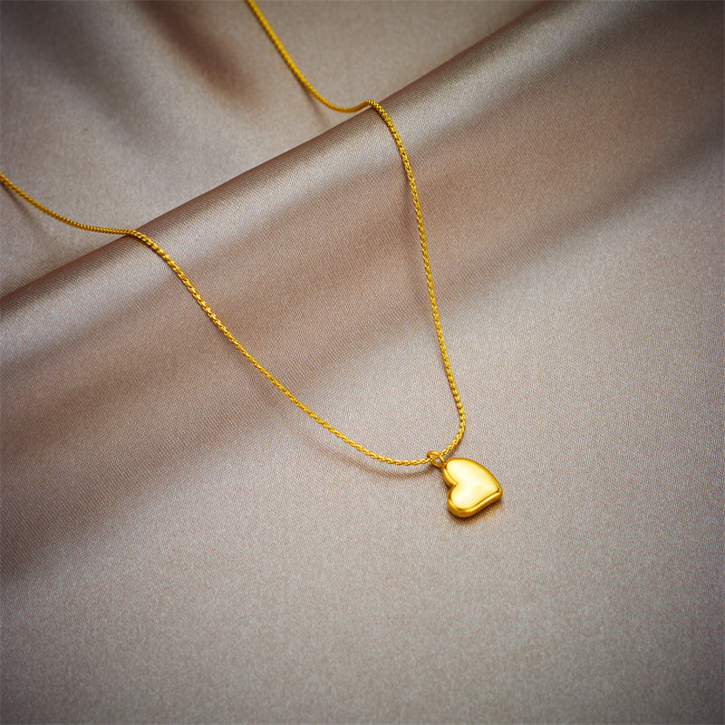 IL - Gold Stainless Steel Heart Pendant Necklace