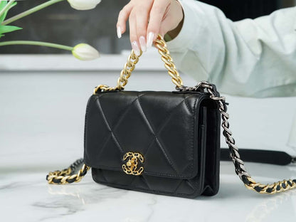 Chanel 19 WOC Wallet On Chain AP0957 BLACK Flap Bag