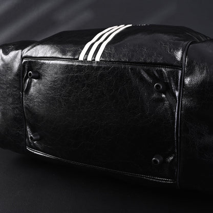 Balenciaga x adidas Large Duffel Travel Bag – Black & Green with Trefoil Logo and Triple Stripes
