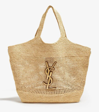 SAINT LAURENT YSL Raffia Icare Tote Bag
