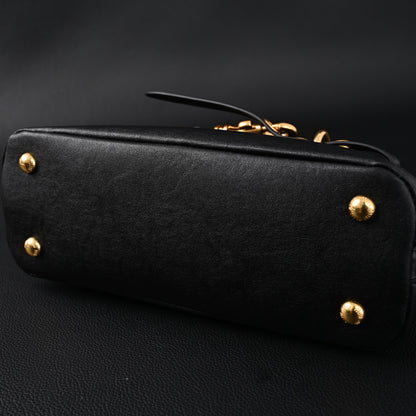 Miu Miu Black Leather Satchel Bag – Medium Structured Tote