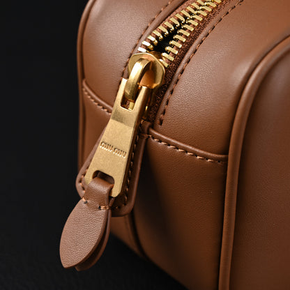Miu Miu Leather Top Handle Satchel – Caramel Brown