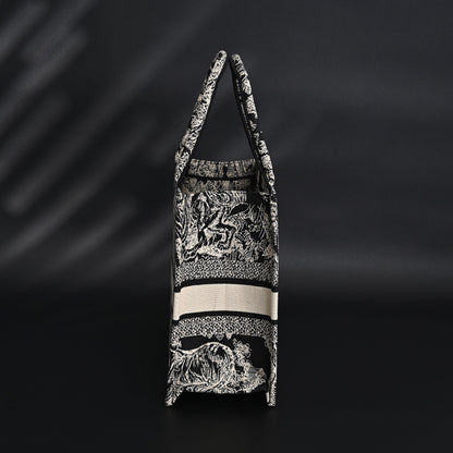 Dior Book Tote Bag – Black Toile de Jouy Embroidery