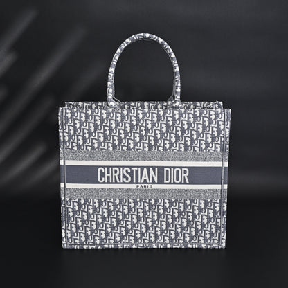 Christian Dior Large Book Tote – Grey Oblique Embroidery