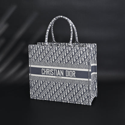 Christian Dior Large Book Tote – Grey Oblique Embroidery