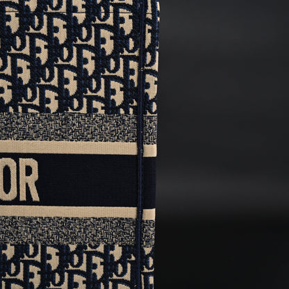 Christian Dior Large Book Tote – Blue Oblique Embroidery
