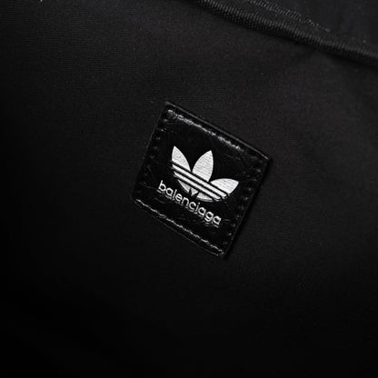 Balenciaga x adidas Large Duffel Travel Bag – Black with Trefoil Logo and Triple Stripes