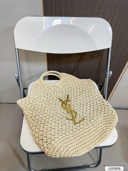 YSL SAINT LAURENT Summer Raffia Tote Bag 41x37cm