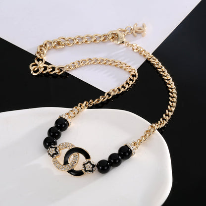 18K  Chanel Black Pearls Diamonds Necklace