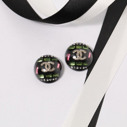 18K  Chanel Black Round Earrings