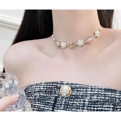 18K  Chanel Black & Orange Crystal Choker Necklace