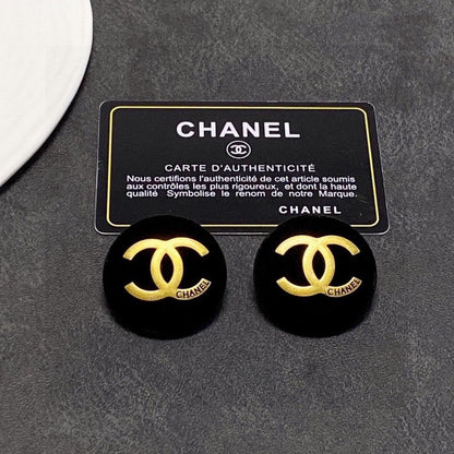 18K  Chanel Black Yellow Gold Earrings